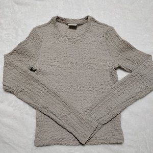 NWOT Abercrombie & Fitch Shirred Grey Long Sleeve Shirt - US XXS